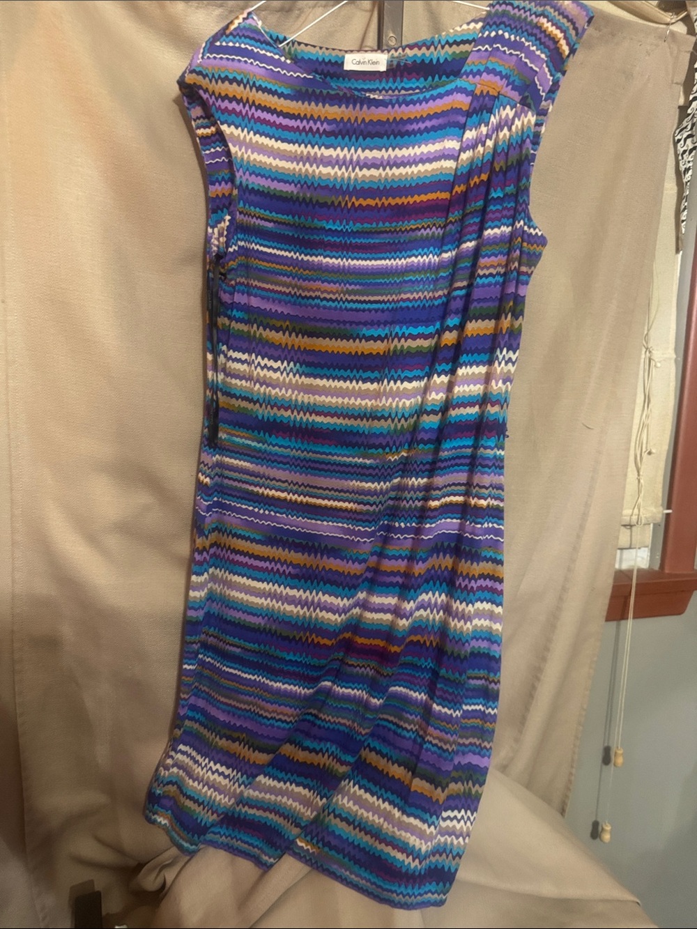 Calvin Klein Blue & Purple Zigzag Sheath Dress S-30-3